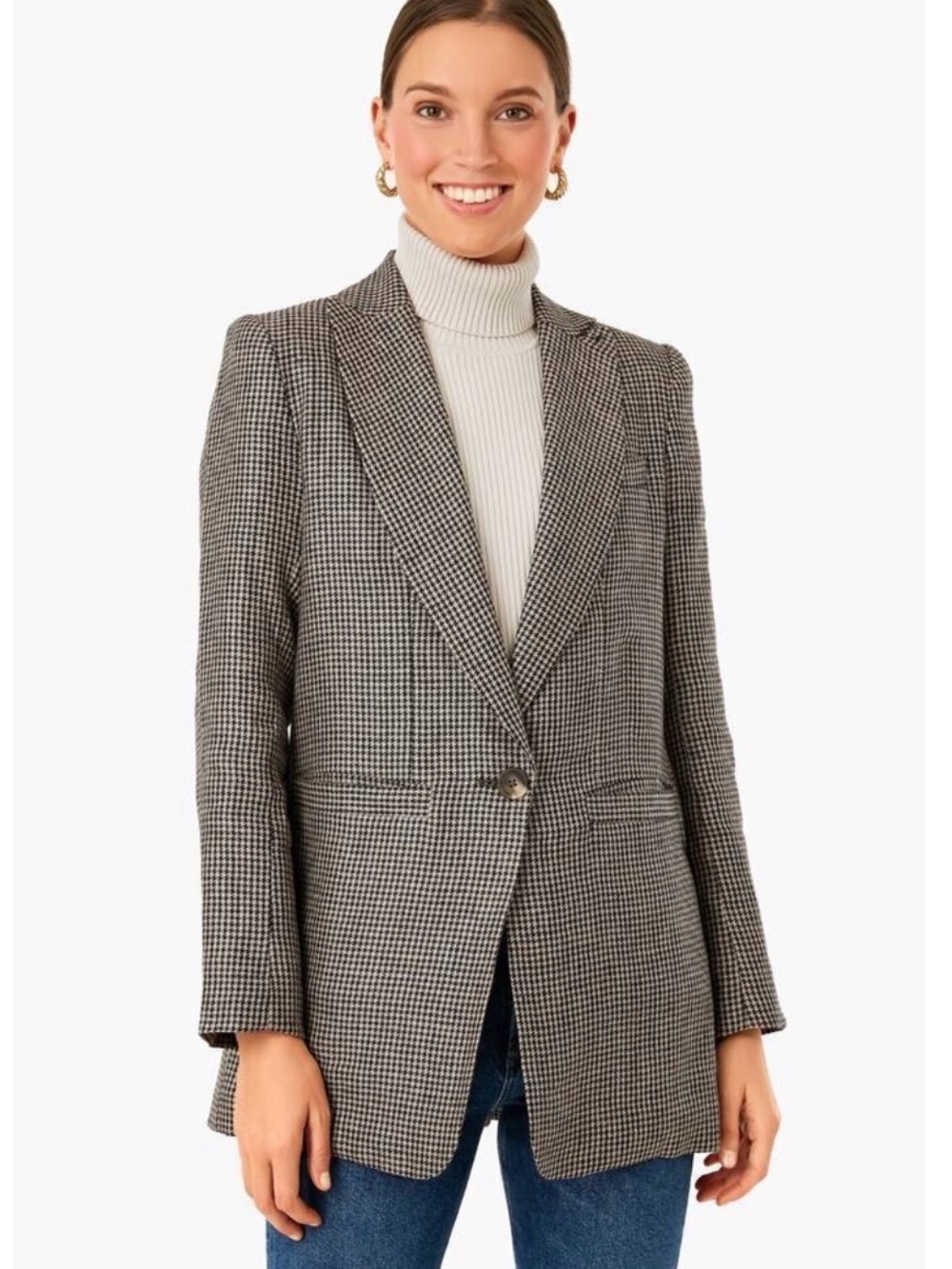 Emerson Fry sz 6 Dinner Jacket Blazer Houndstooth Linen - Picture 3 of 11